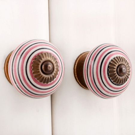 Pink Black Striped Knobs